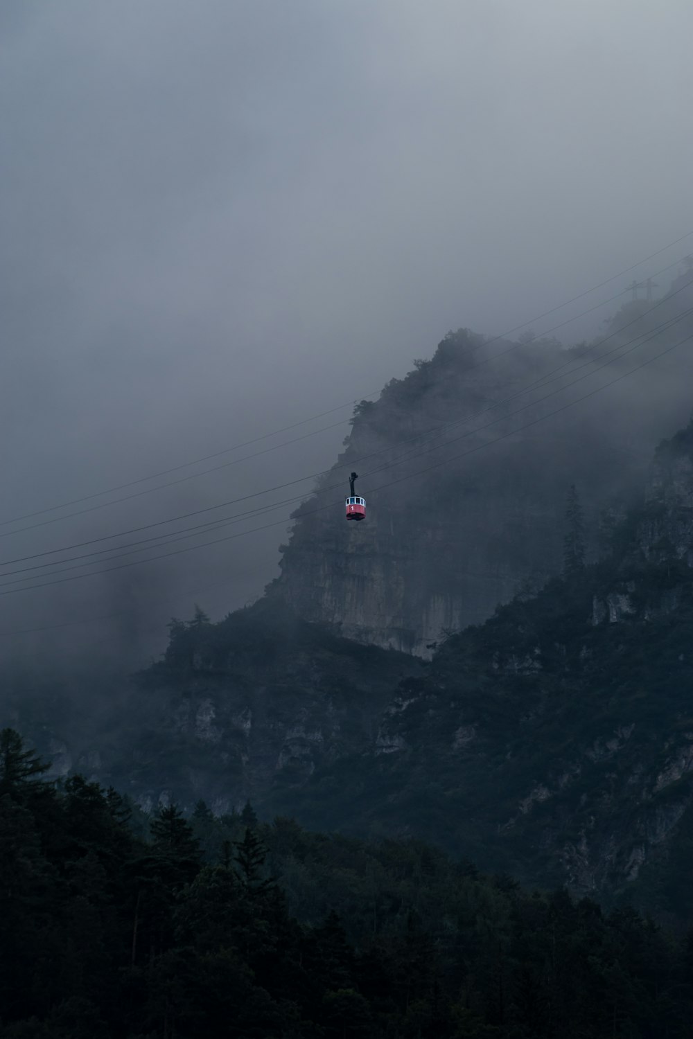 a person on a cable car