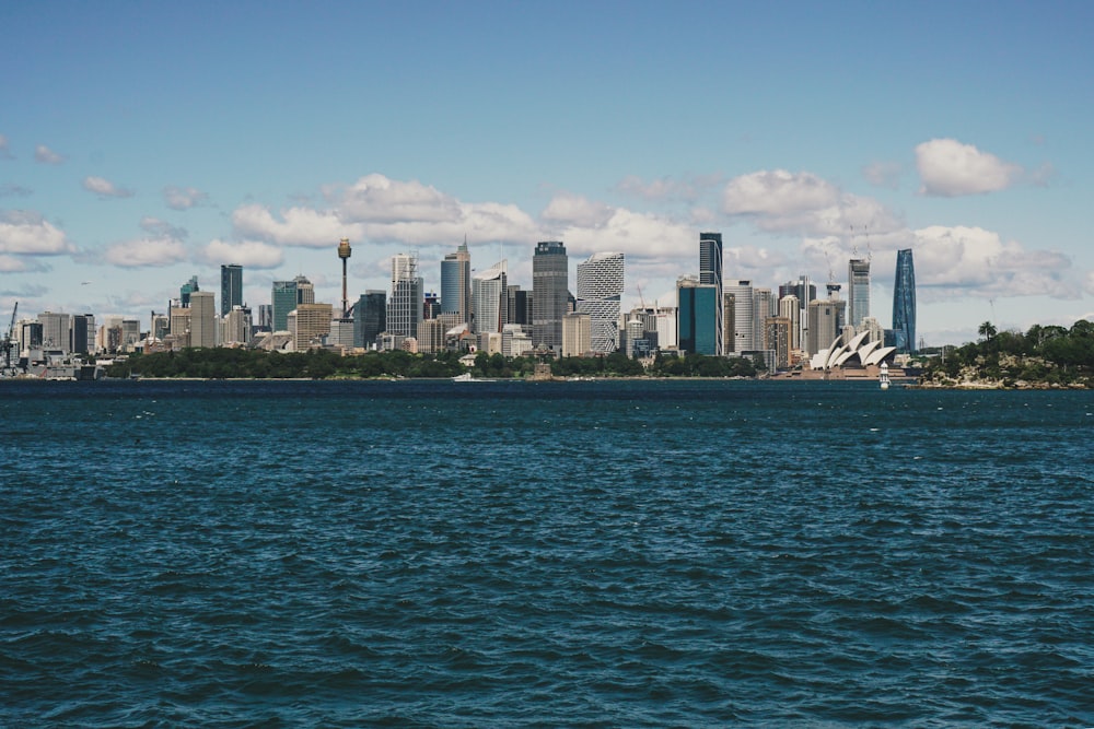 a city skyline across the water