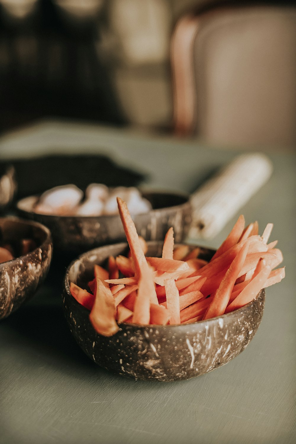 a bowl of carrots