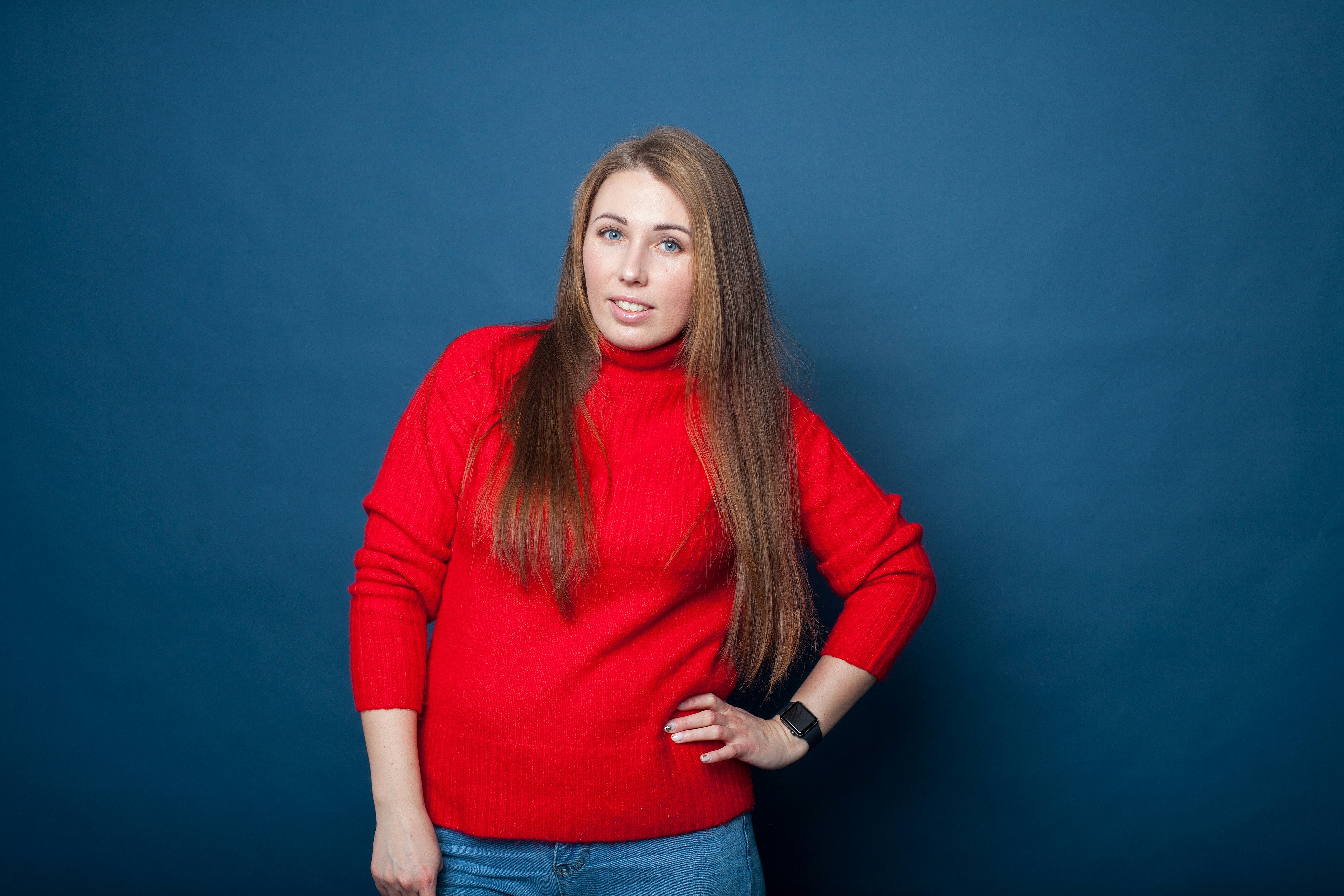 a woman with long hair