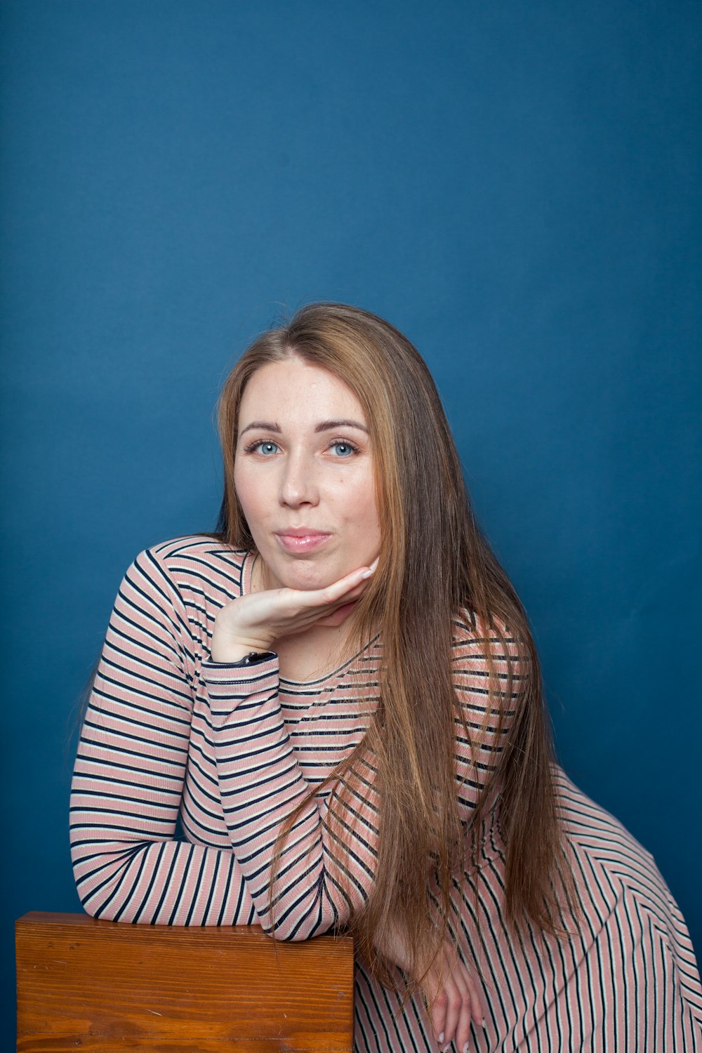 a woman with long hair