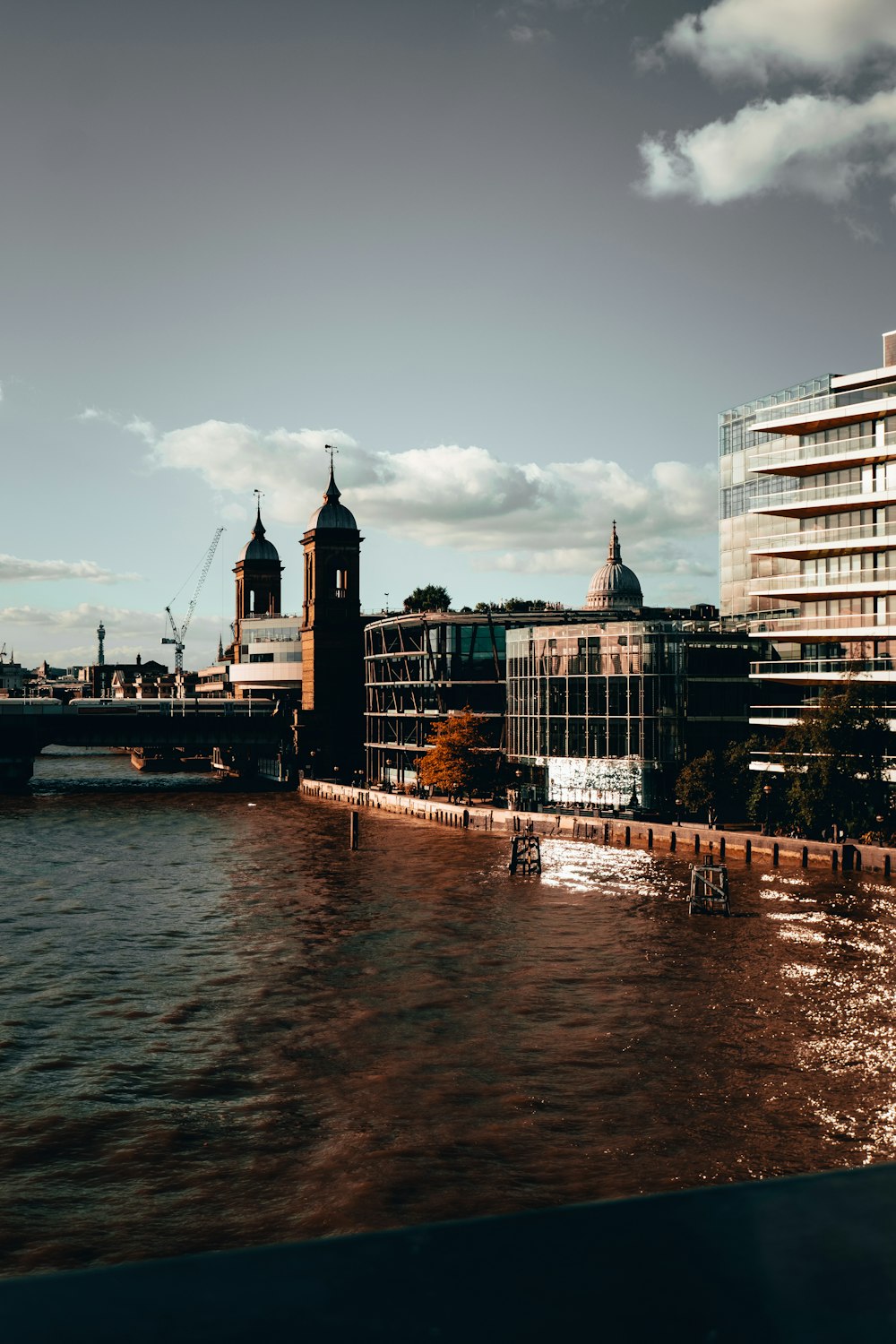 a body of water with buildings along it