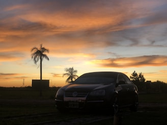 a car parked in a field