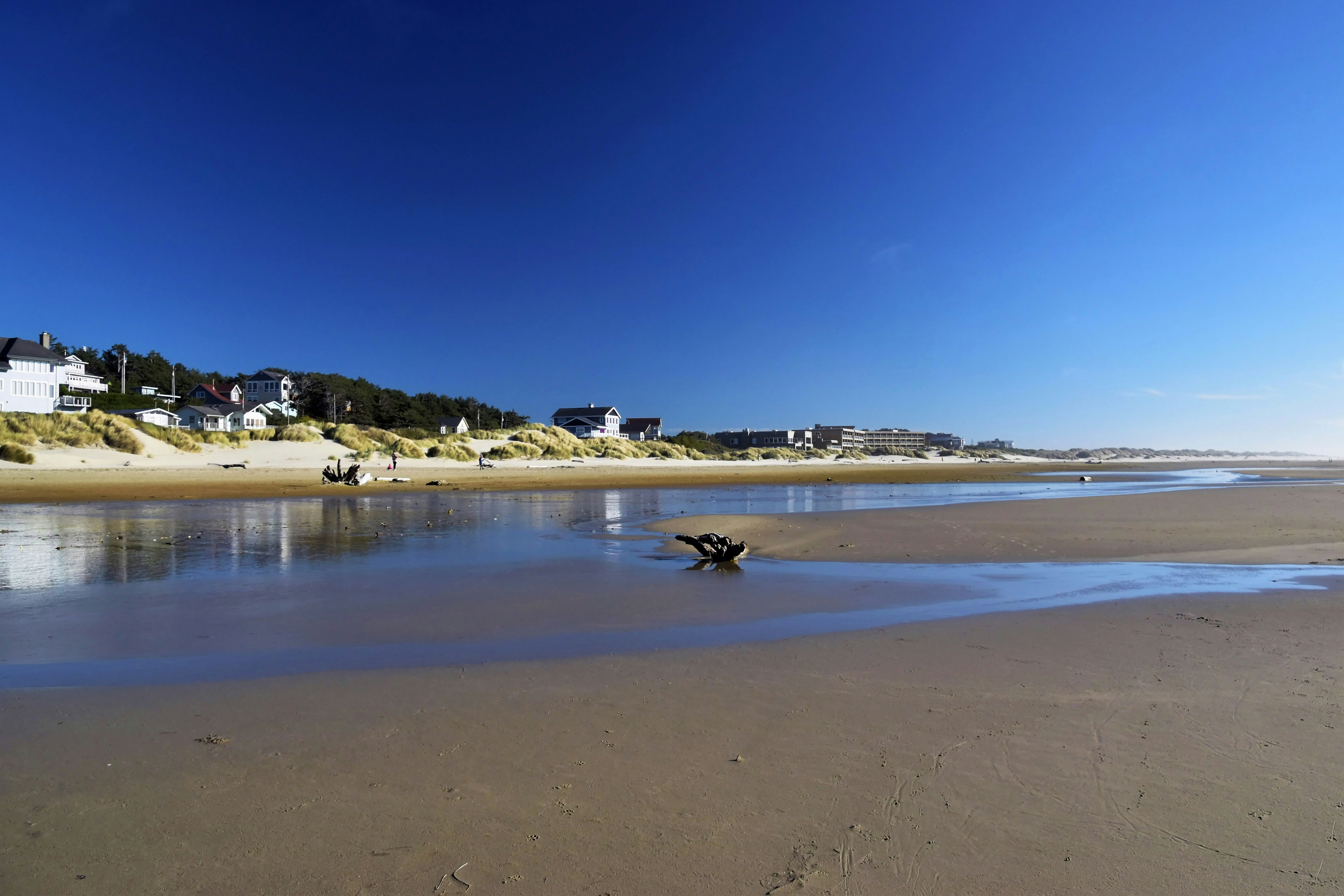 A drone flying over a beach