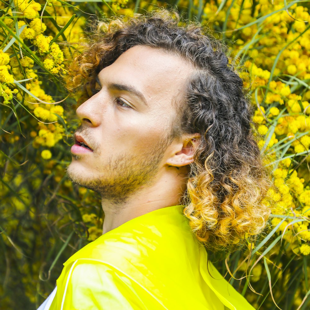 a man with curly hair