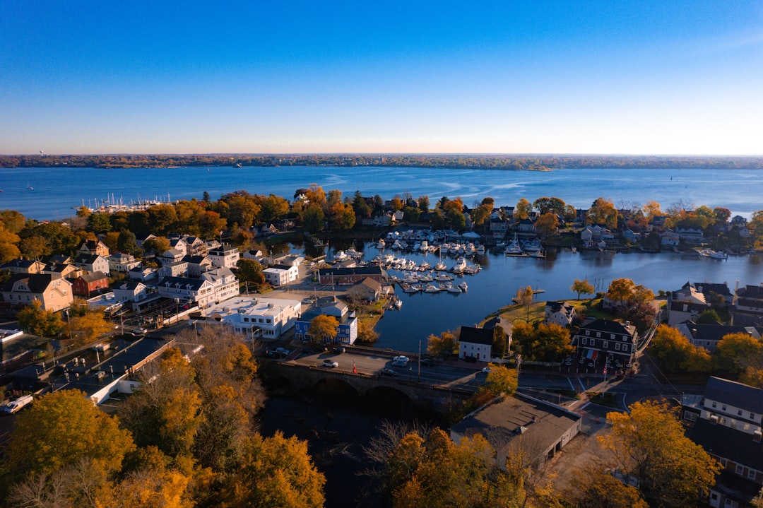 a city next to a body of water,