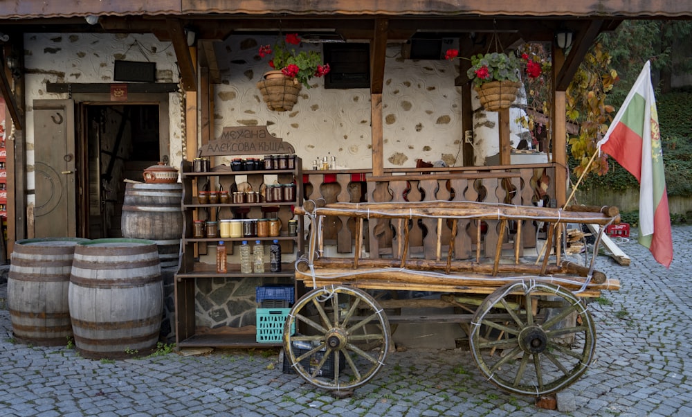 a cart with a basket on it