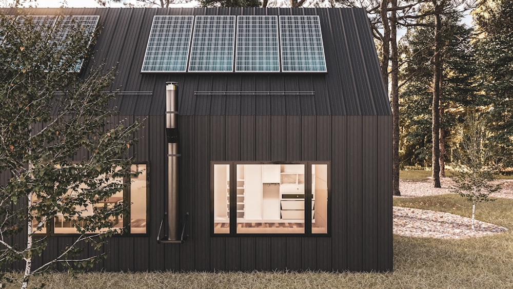 a wood building with a glass roof