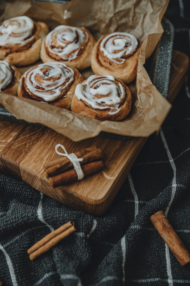 Freshly baked iced cinnamon buns