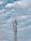 A tall communication tower with antennas and a satellite dish is set against a backdrop of a partly cloudy sky. The structure is composed of metal frameworks and various technological components.