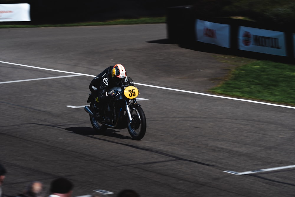 a person riding a motorcycle on a track