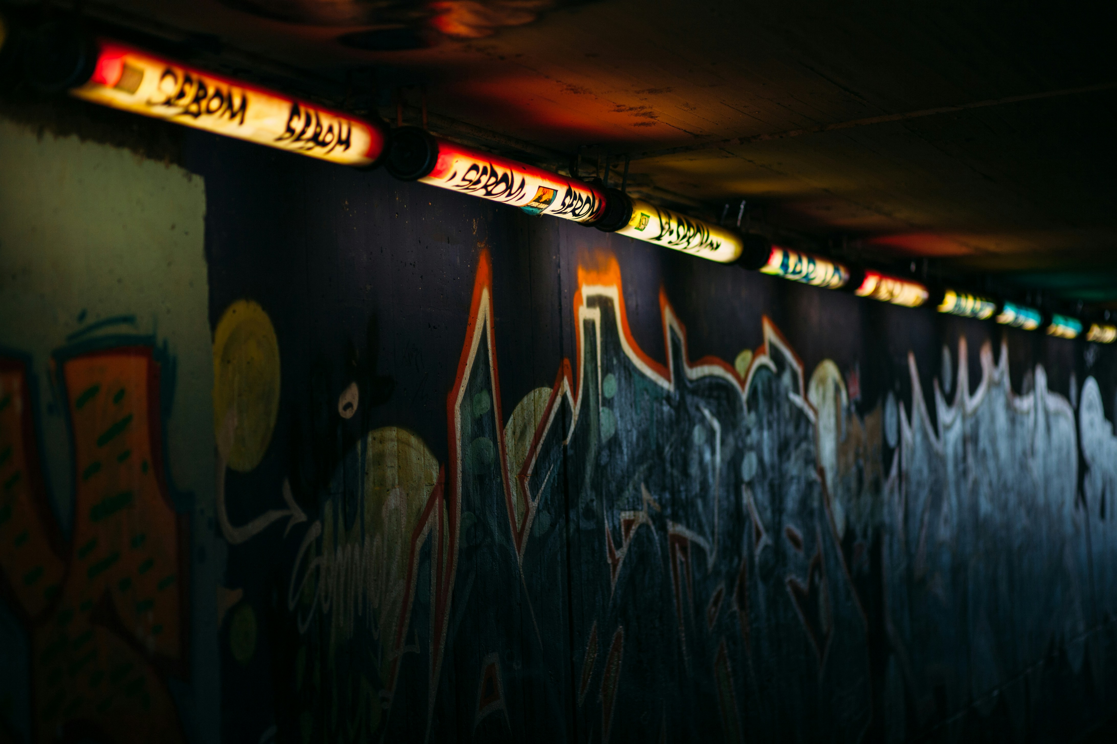 a wall with a sign on it