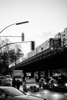 a train going over a bridge
