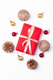 a red and white striped gift box