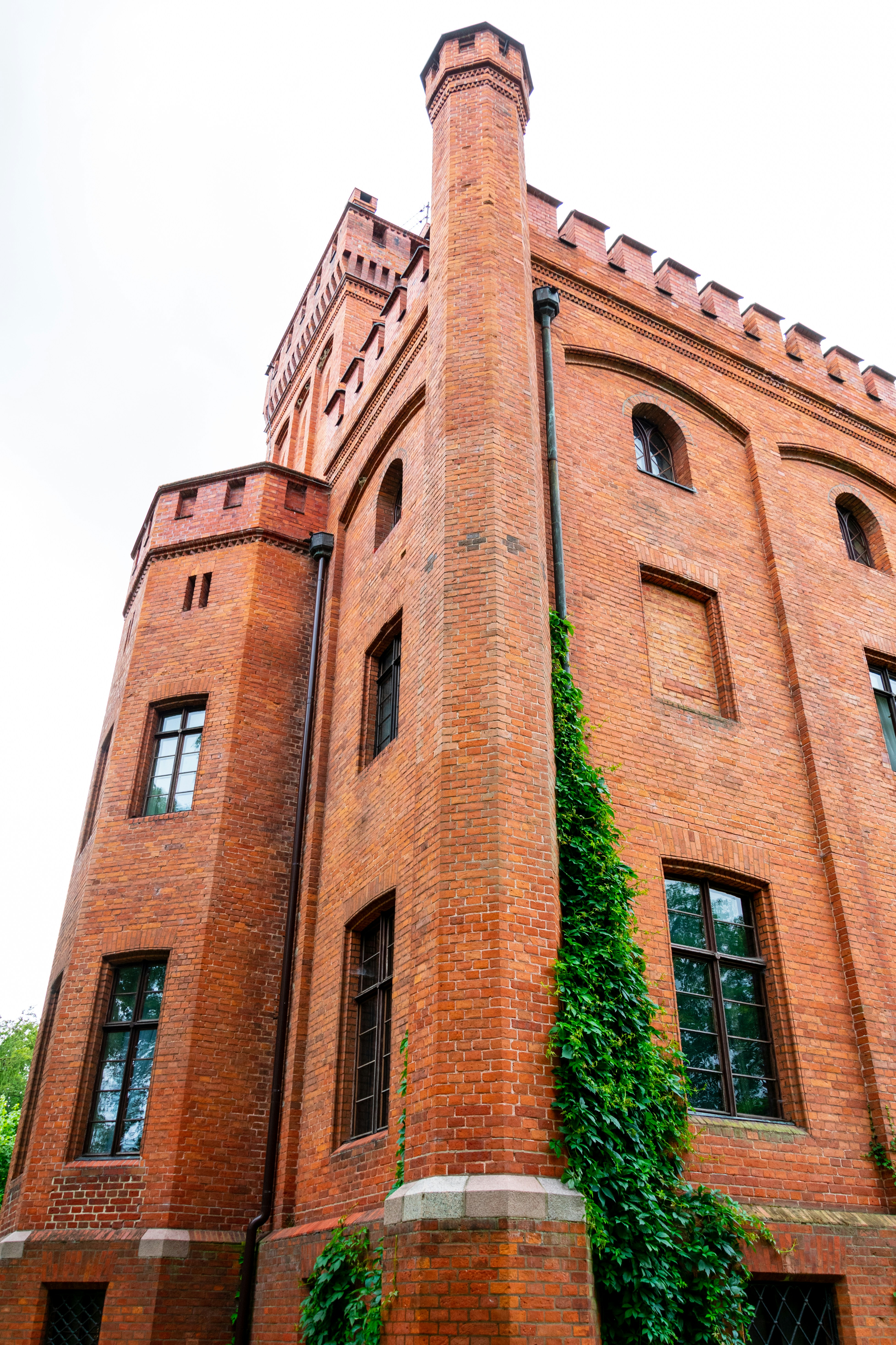 a brick building with a tower