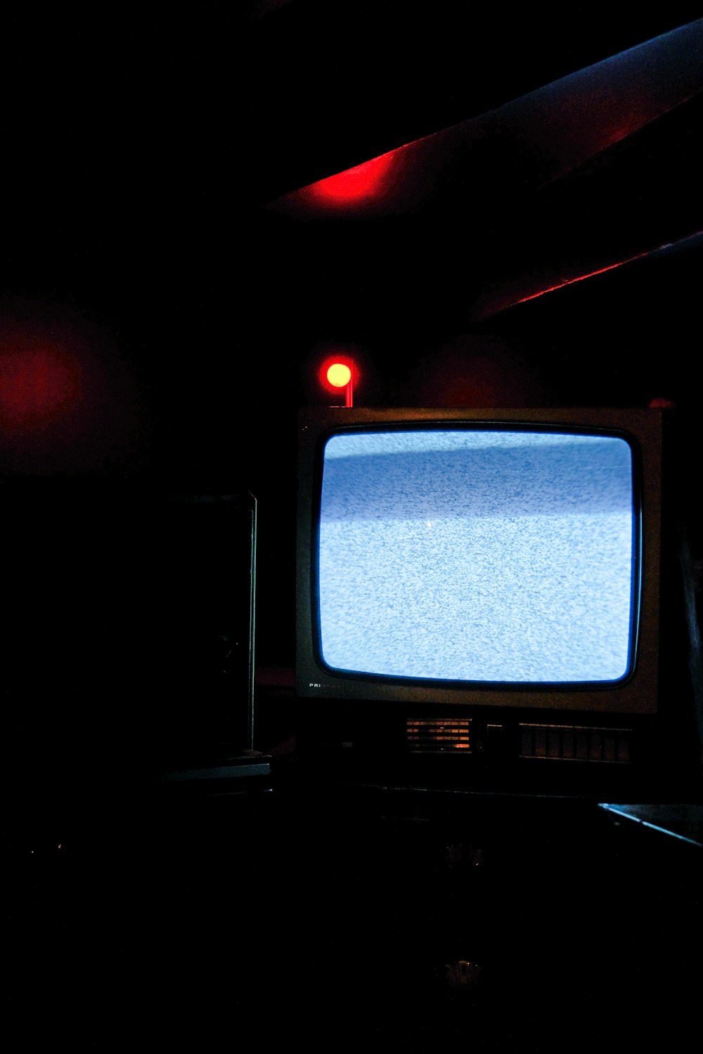 a television is turned on