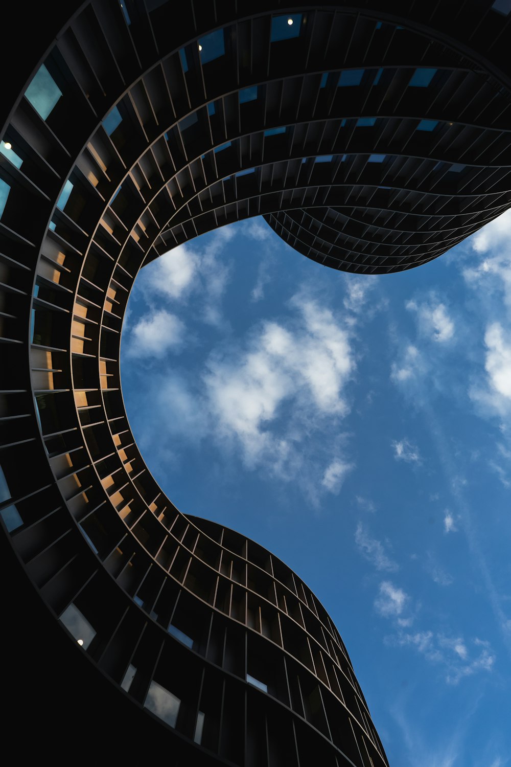 looking up at a tall building