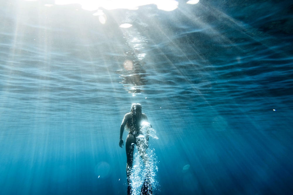 a person swimming in water