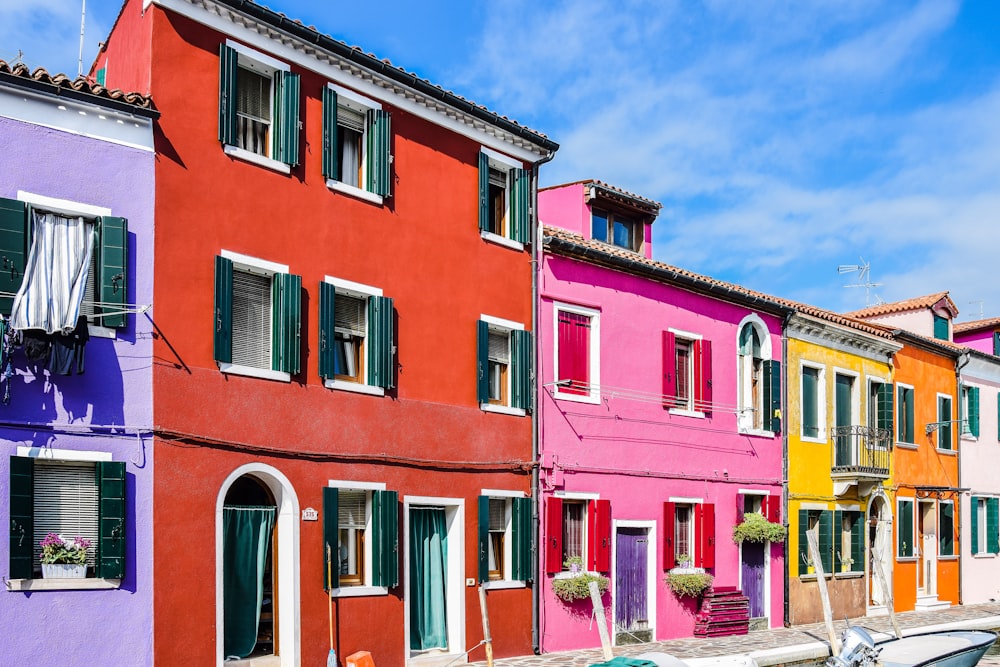 a row of colorful buildings