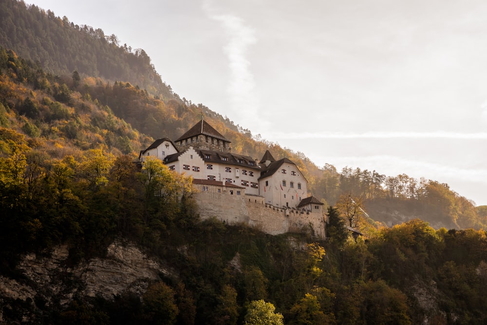 a large building on a hill