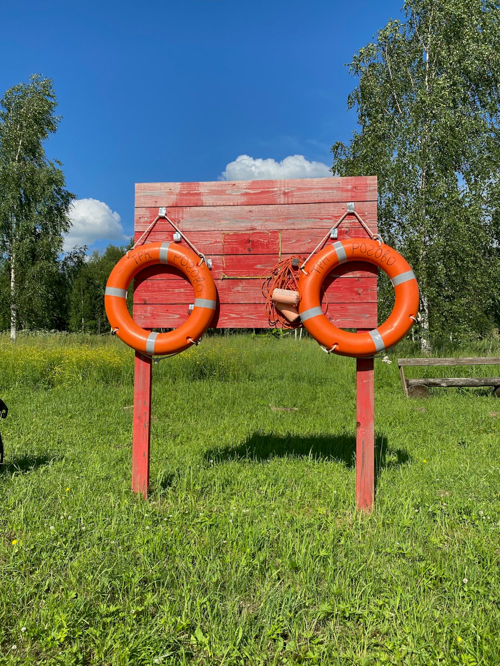 a red and orange playground toy
