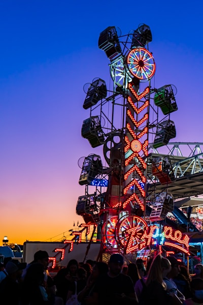 a ferris wheel with people below