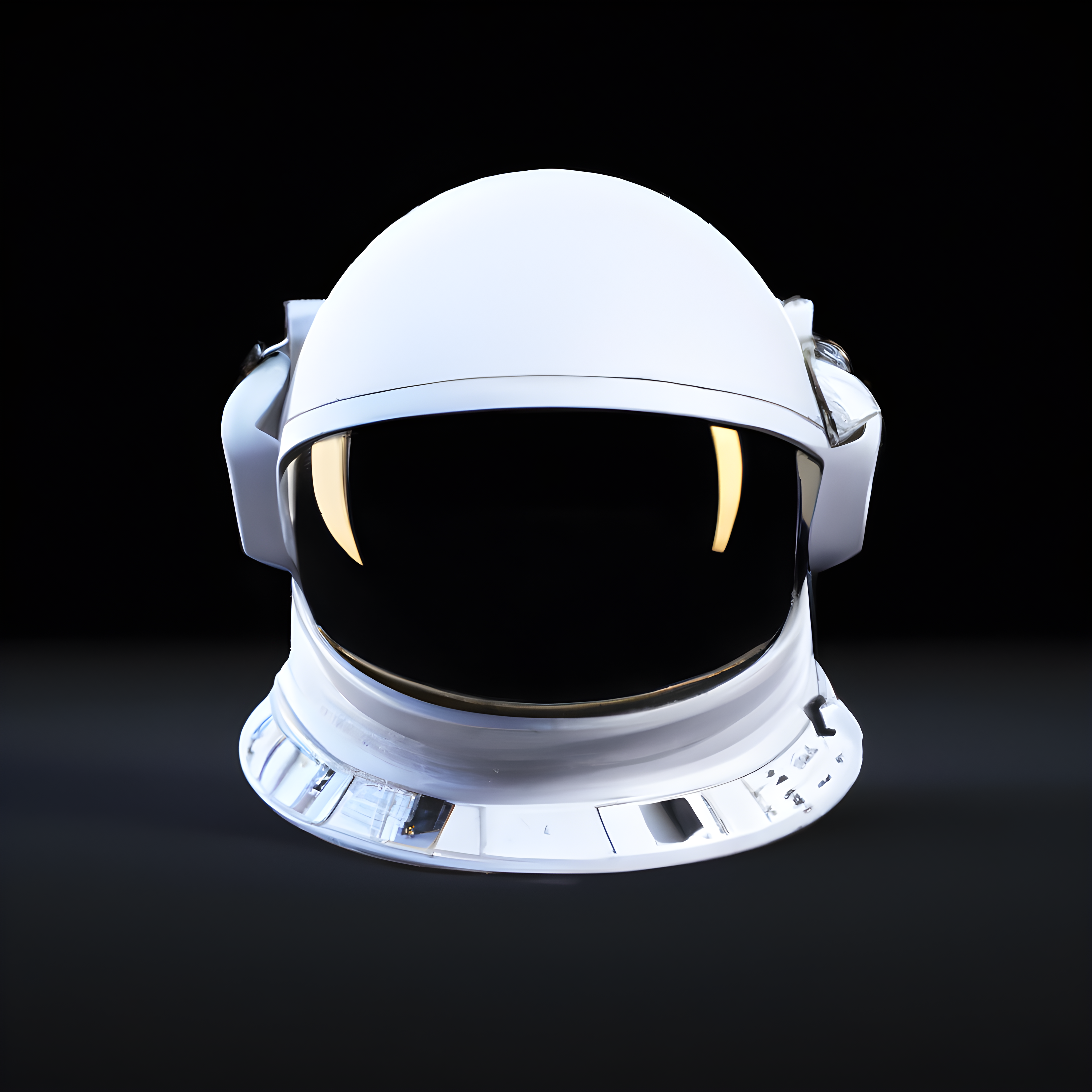 a white helmet with a black background
