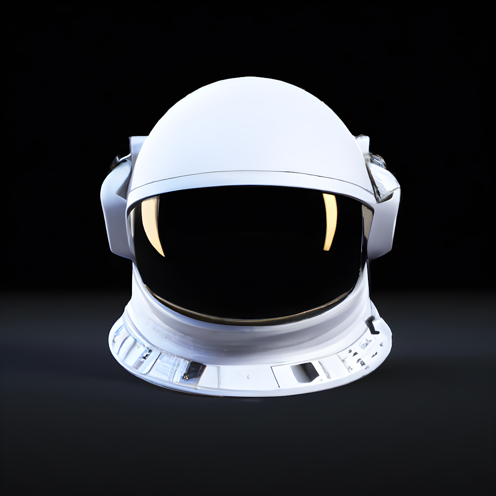 a white helmet with a black background