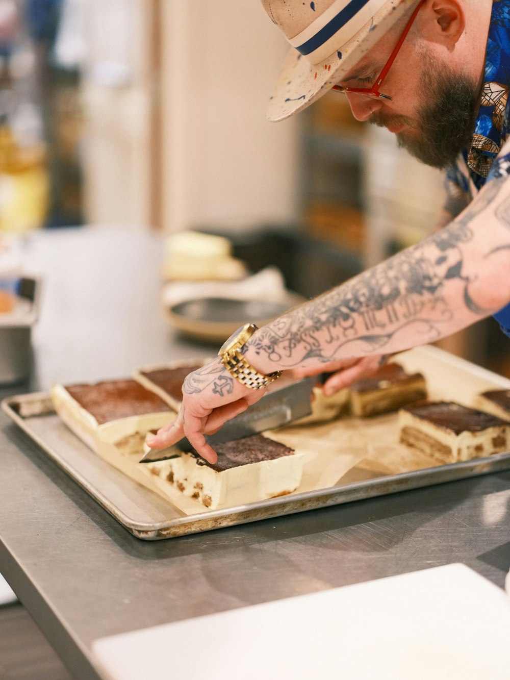 a man cutting a piece of meat