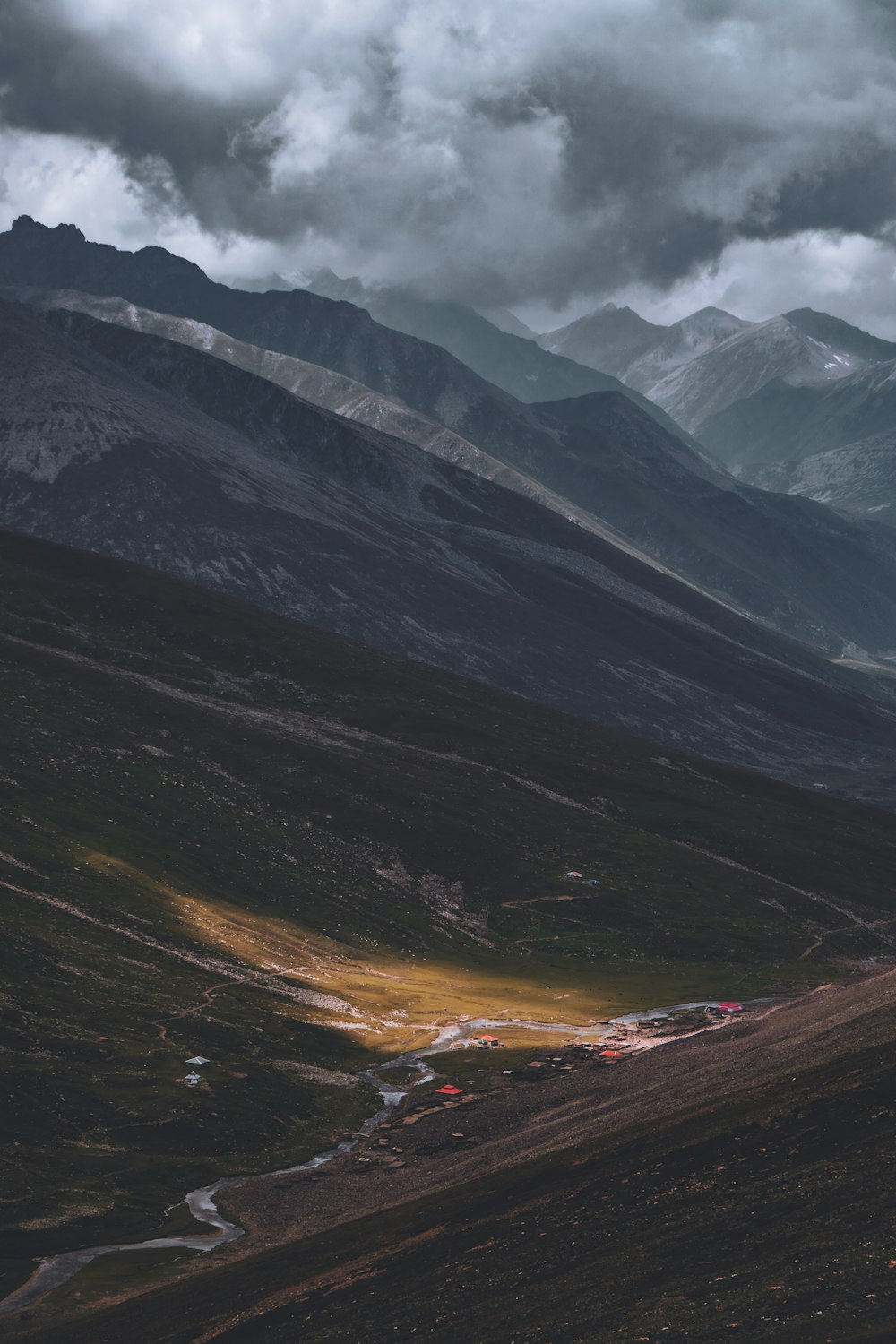 a valley between mountains