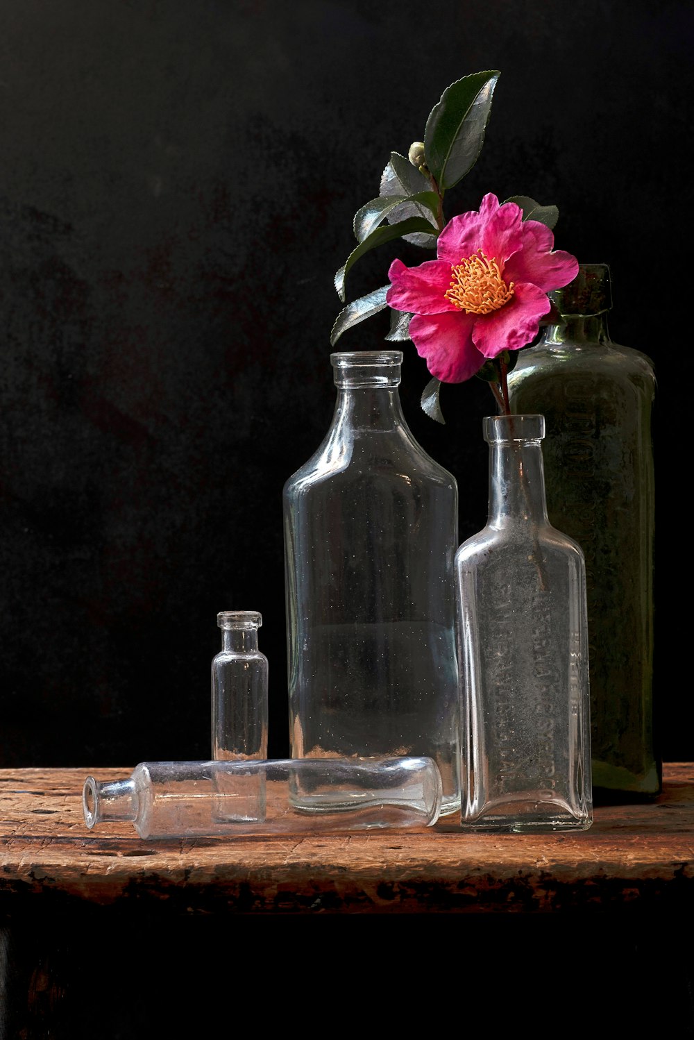a flower in a glass bottle