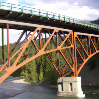 A sturdy bridge under construction showcasing rust-proof polymer rebar reinforcement.
