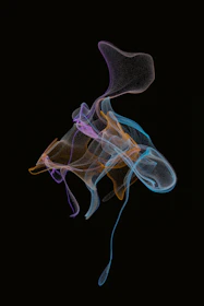 An abstract cloud graphic with digital data streams flowing around it.