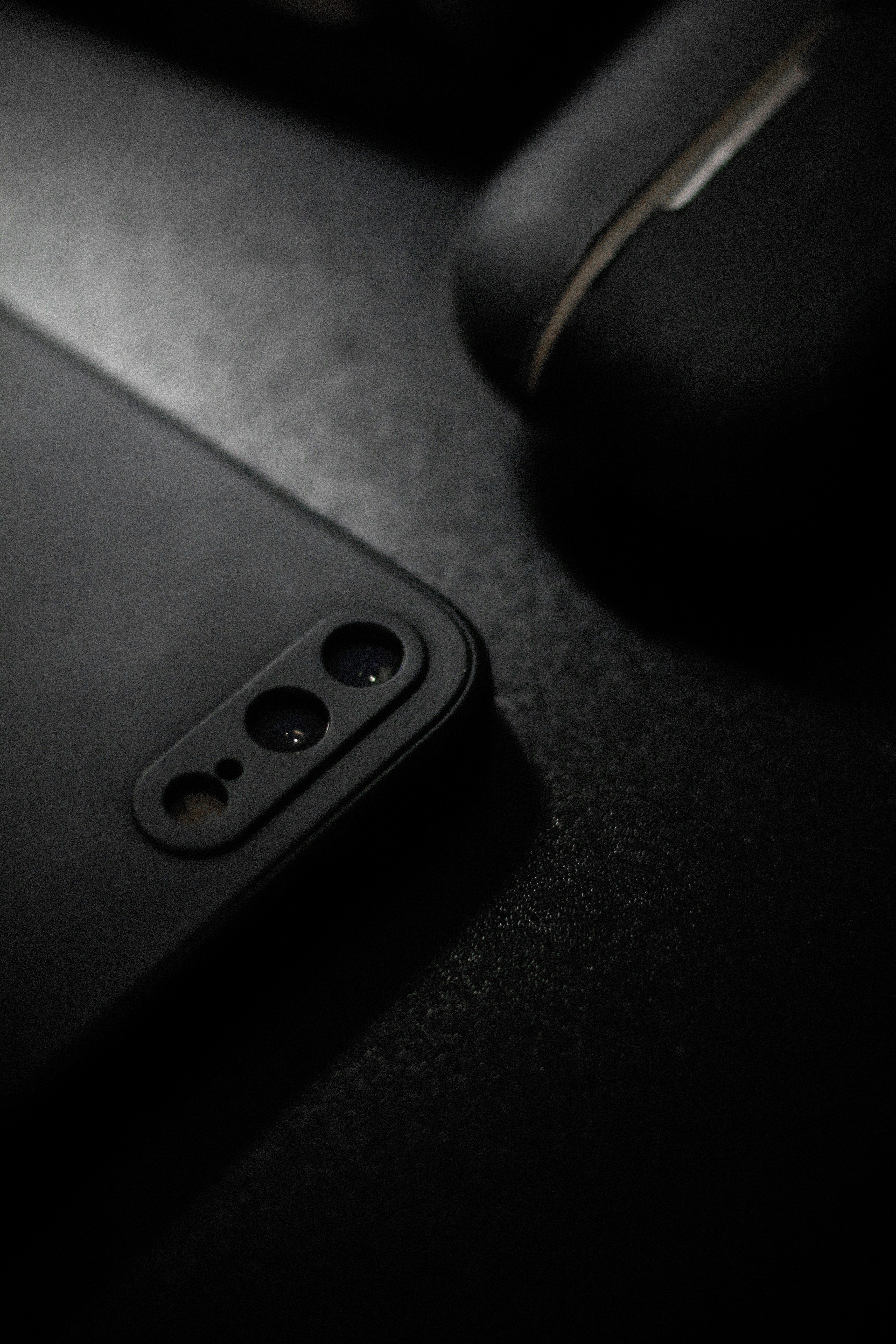 a close up of a black device