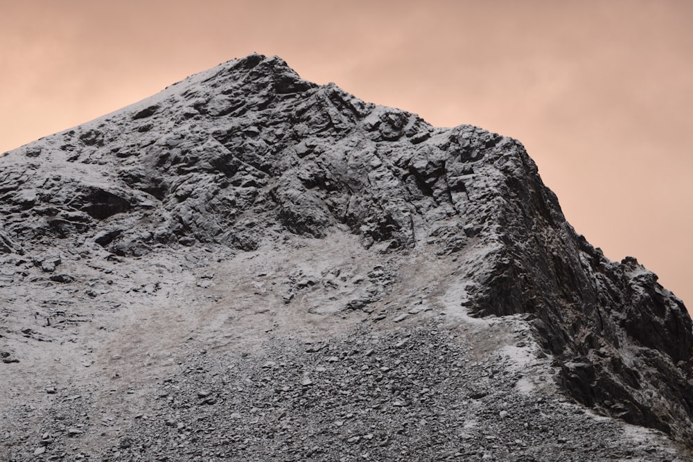 a mountain with snow