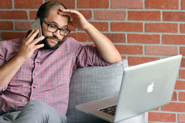 a man with a laptop