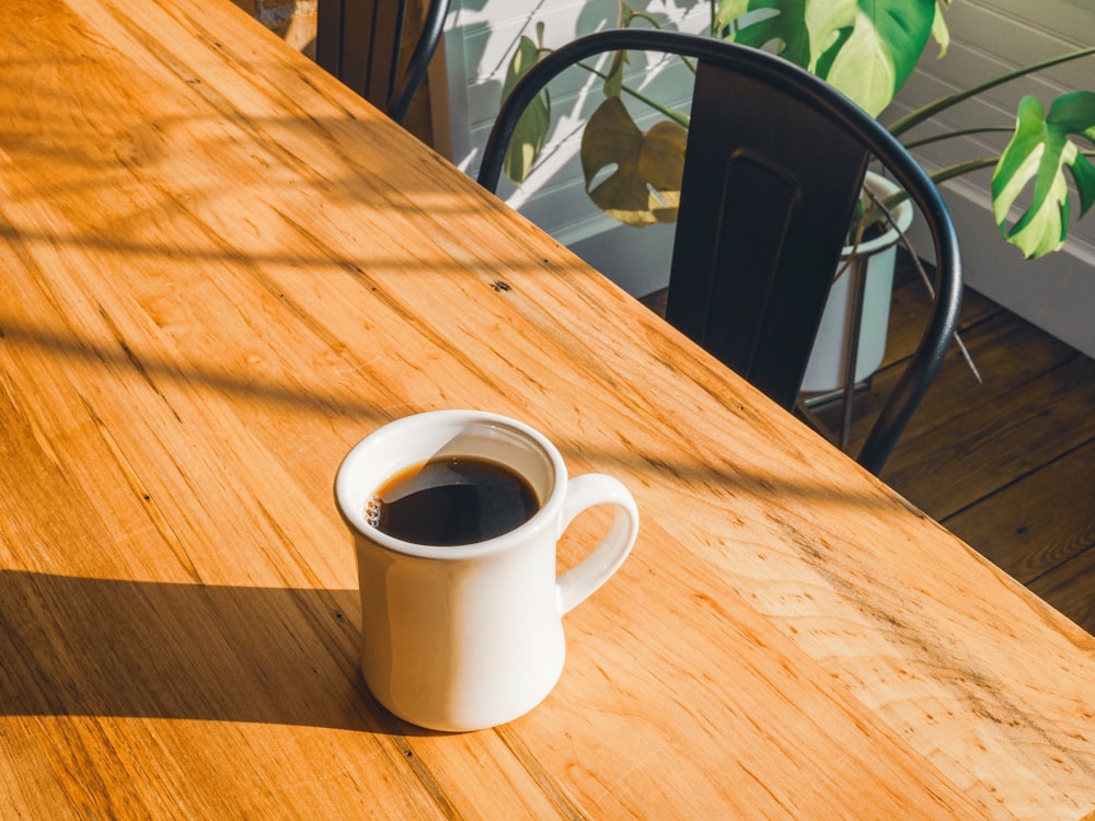 a cup of coffee on a table