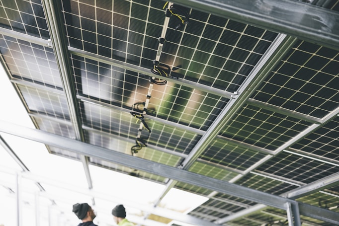 Solar Panels installed on a rooftop structure.