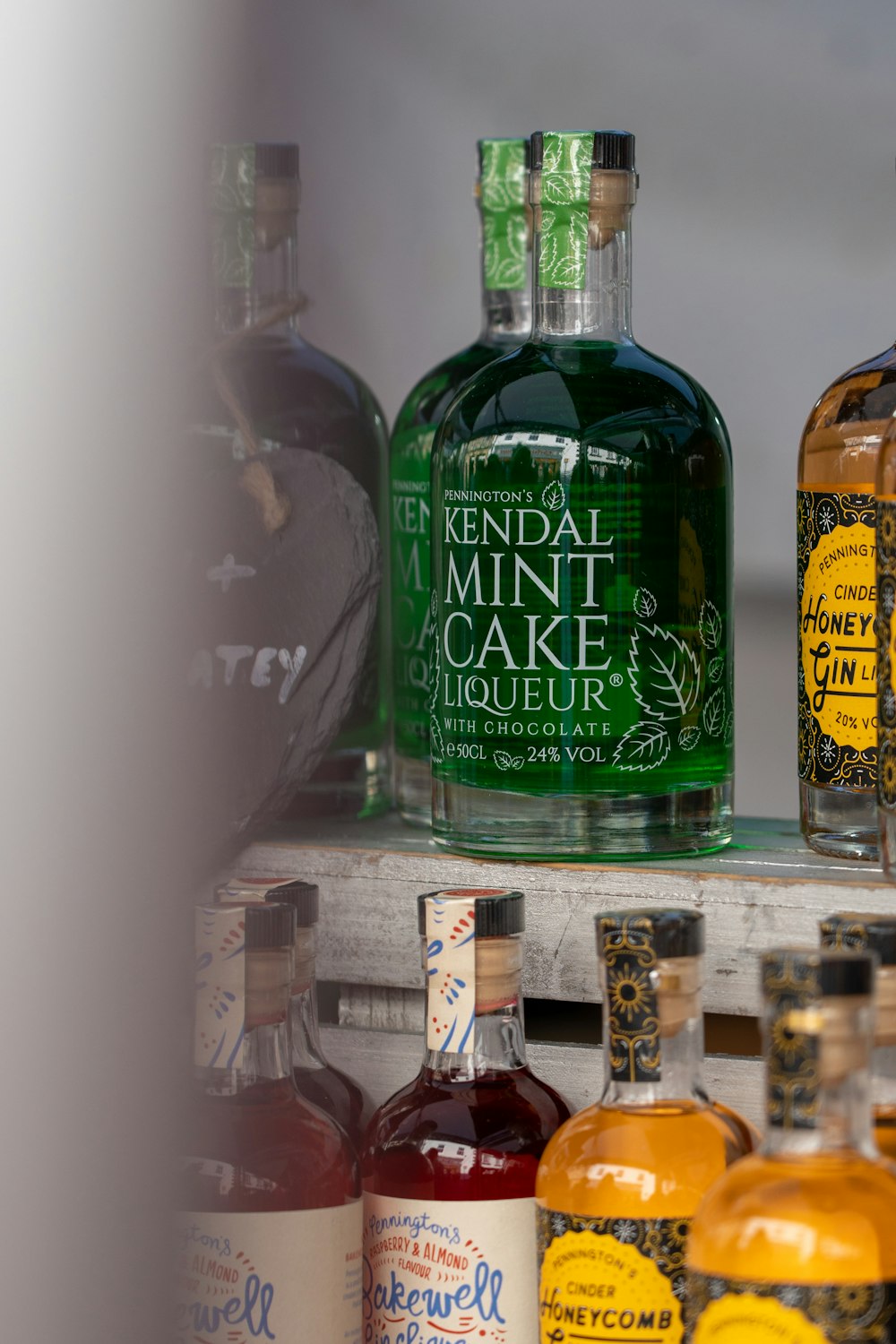 a group of bottles on a shelf