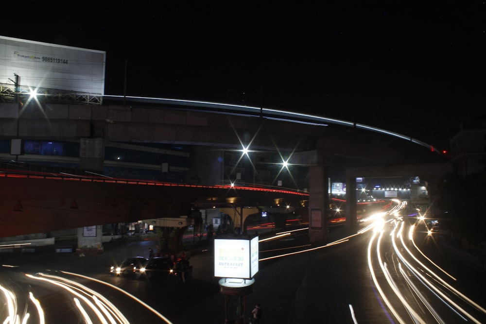 a highway at night