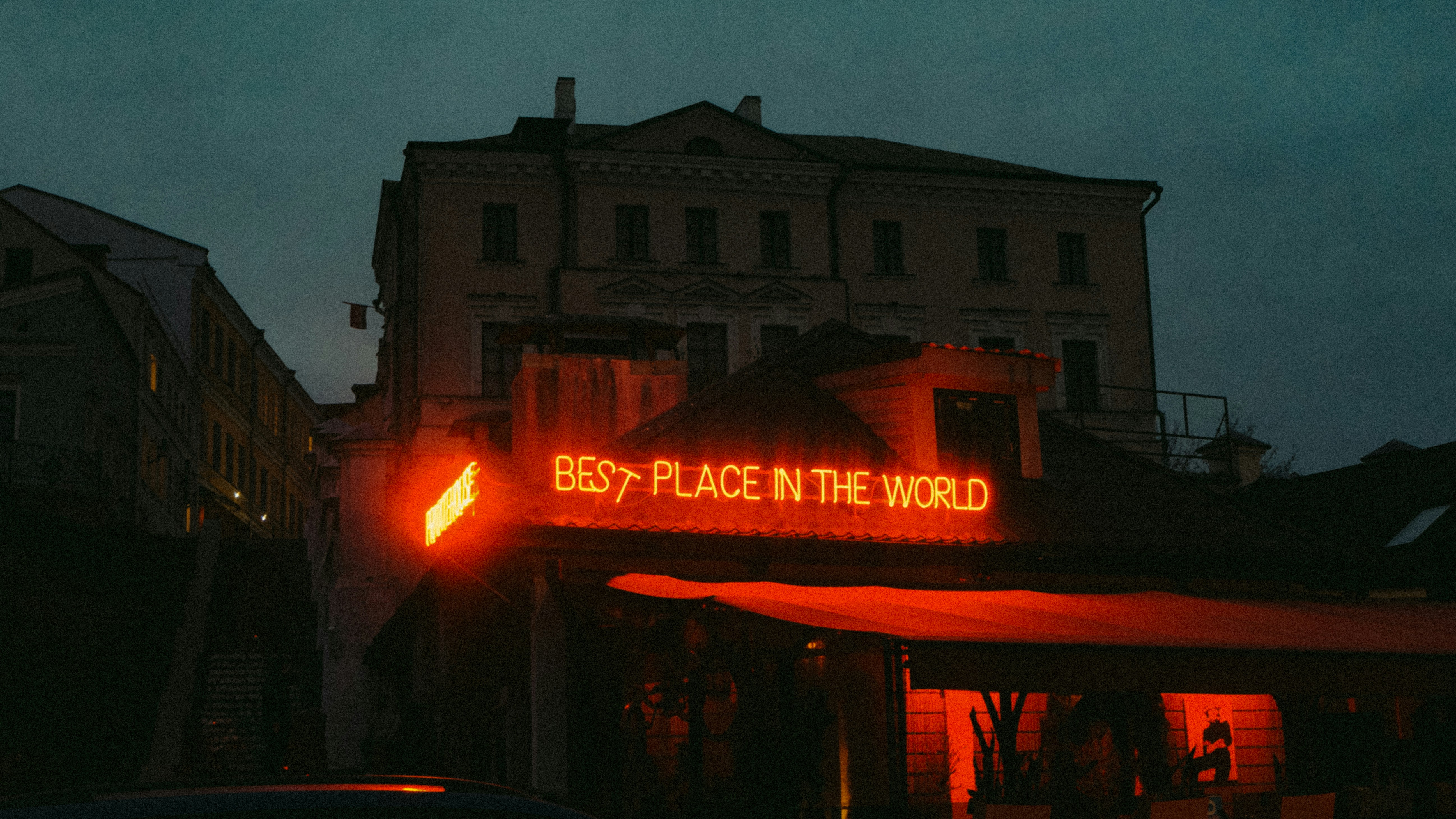 a building with a sign on it