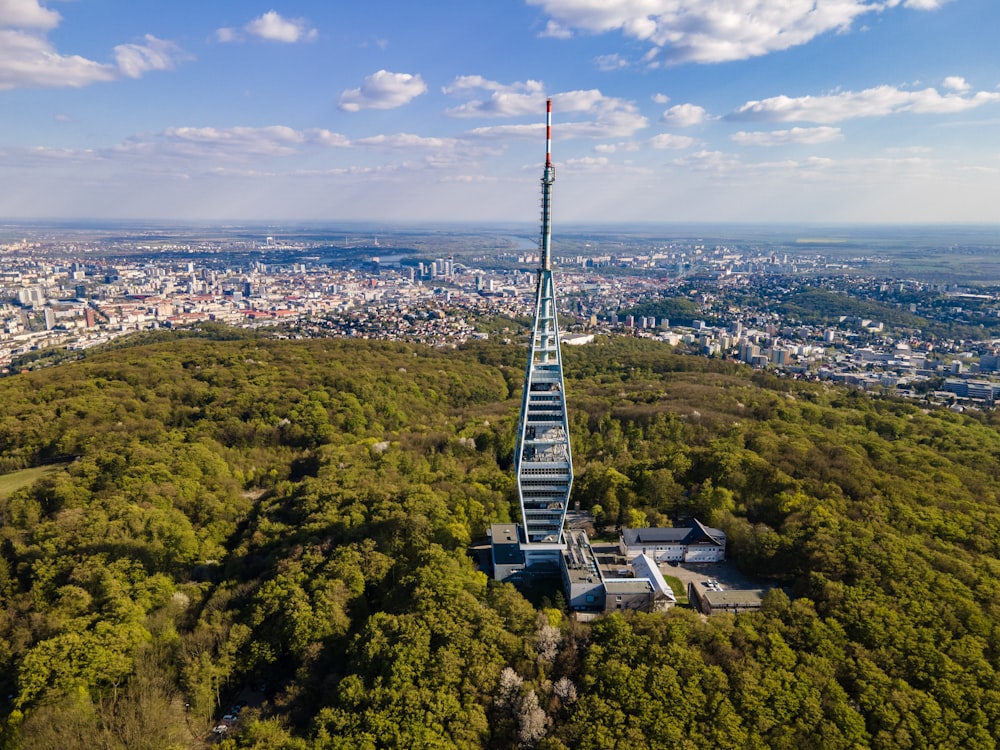 a tall tower in a city