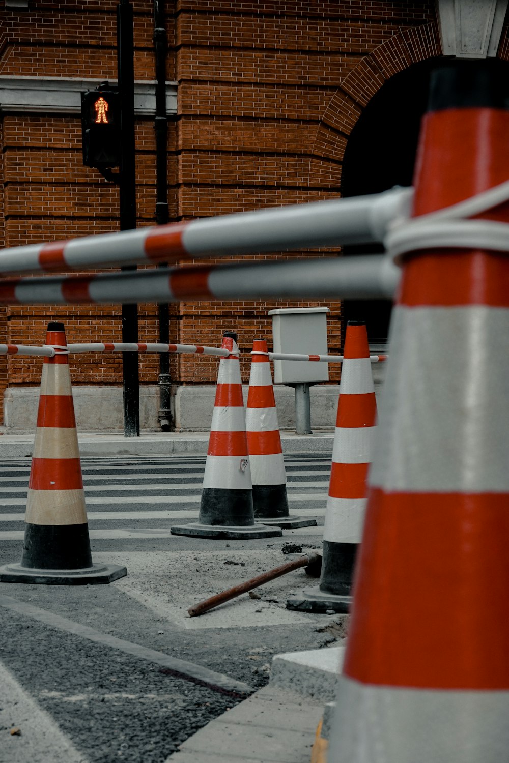 traffic cones on the street