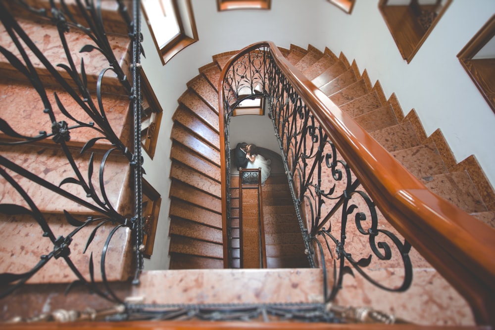 a person standing on a staircase