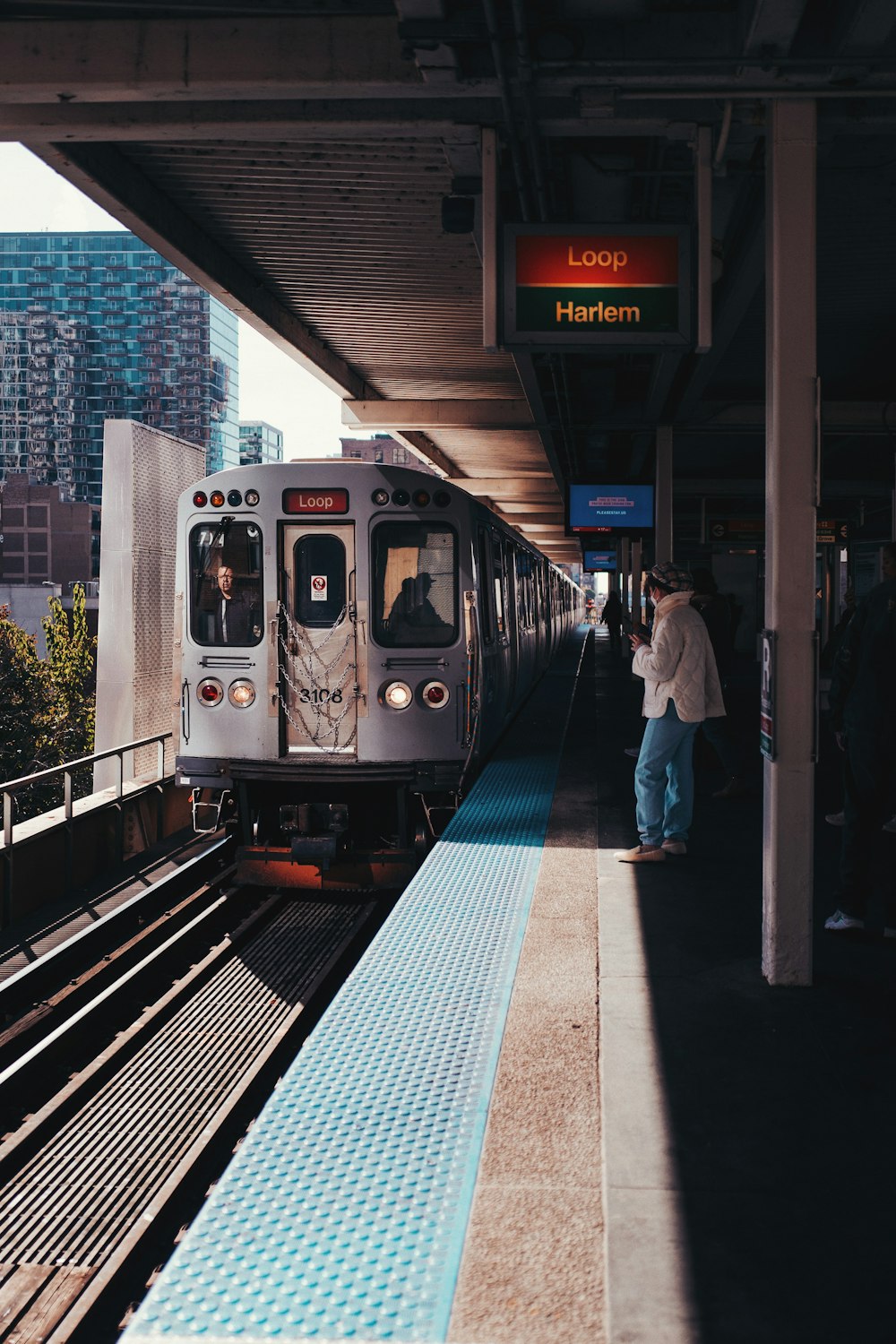 a train pulling into a station