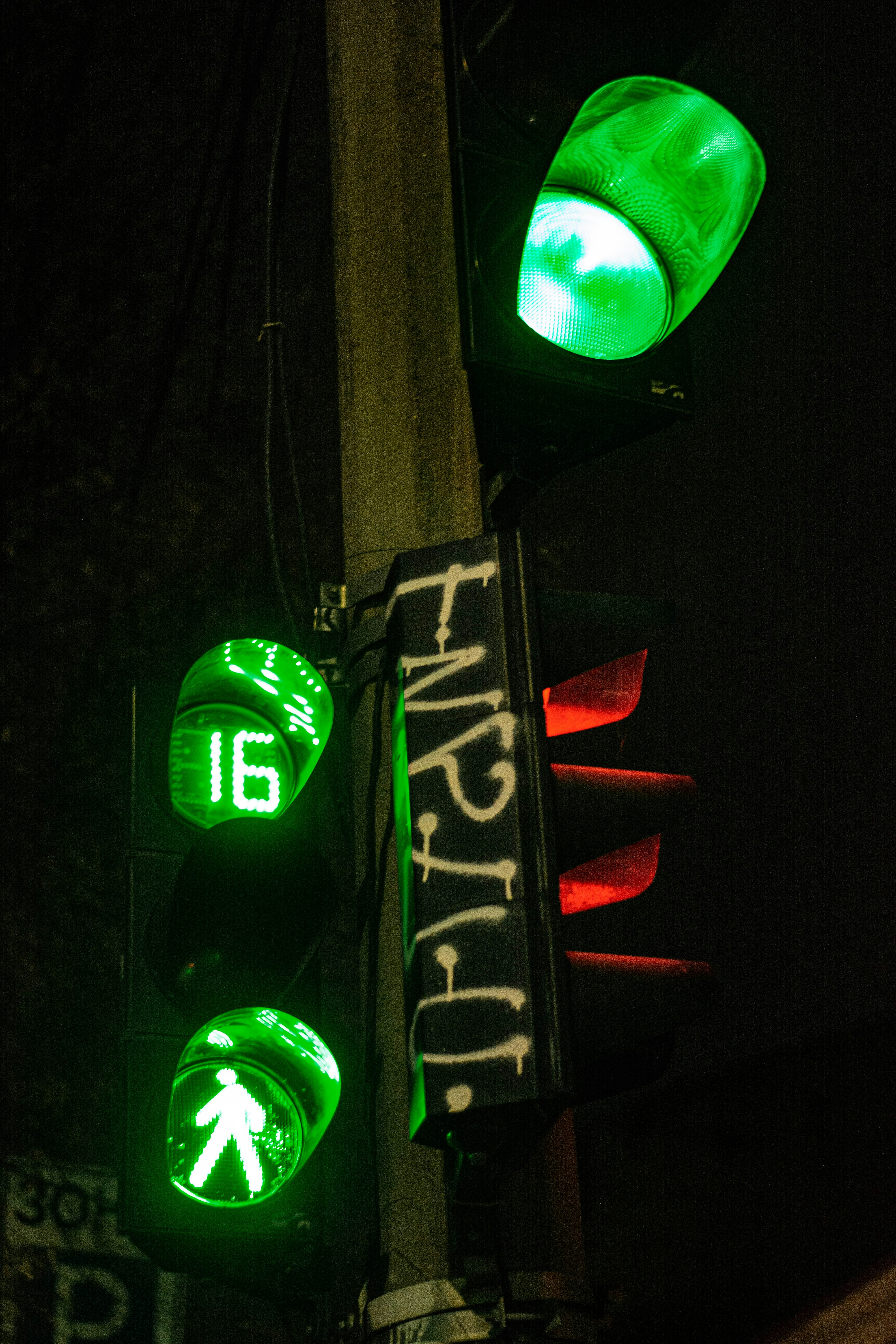 a traffic light has green