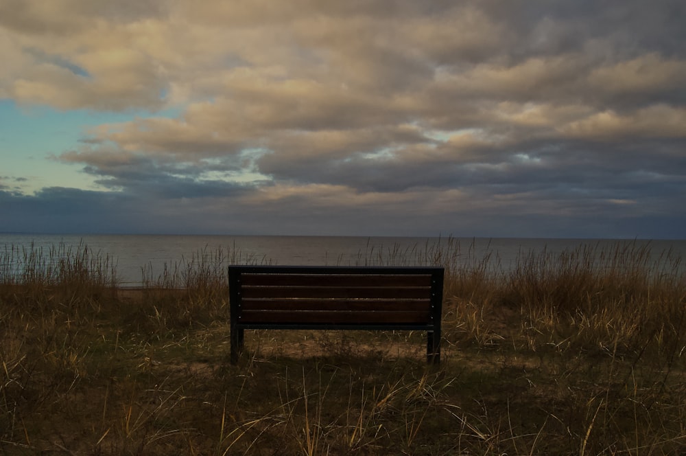 a bench sits unoccupied