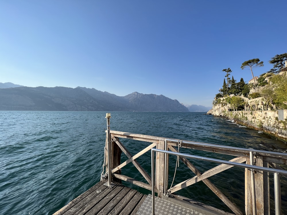 a wooden dock over water