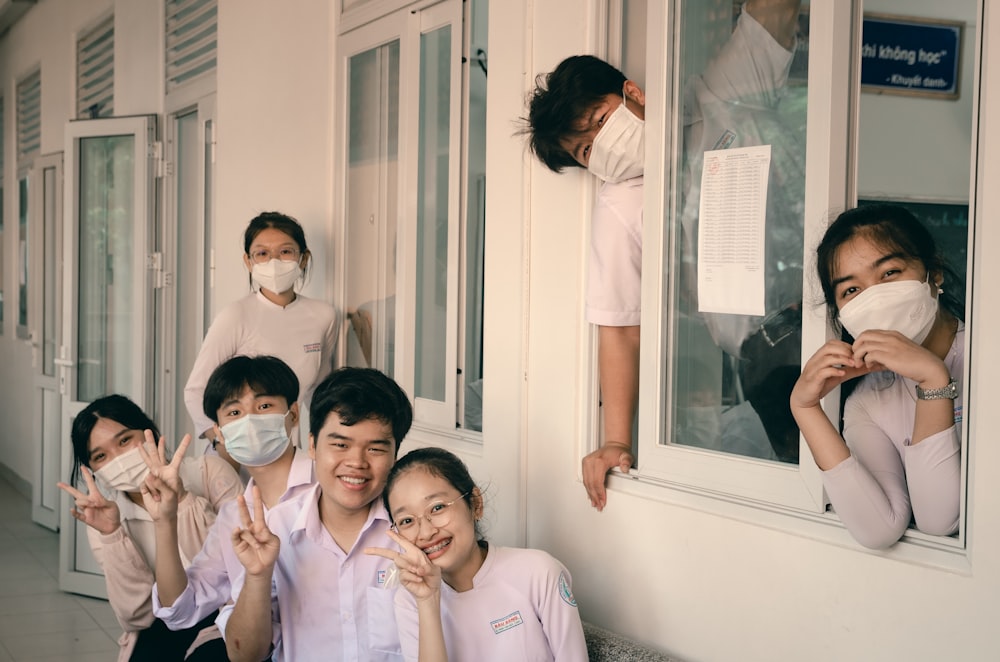 a group of people posing for a photo