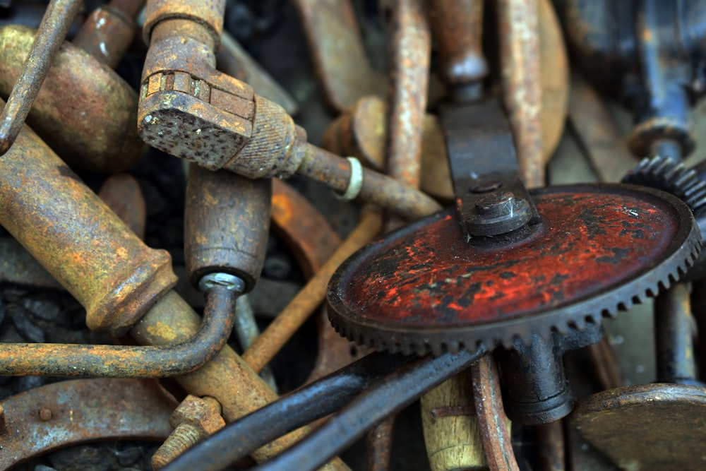 a pile of rusty metal